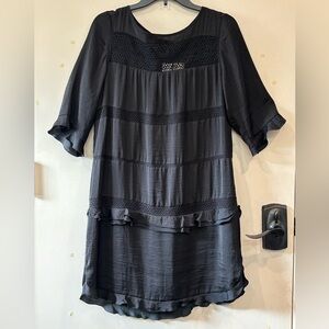 Who What Wear Black Crochet Detail Dress